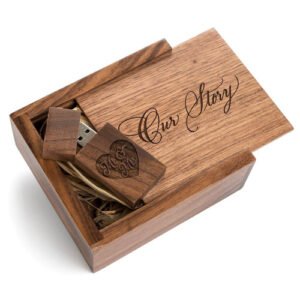 wooden usb drive with box